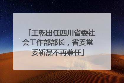 王乾出任四川省委社会工作部部长，省委常委靳磊不再兼任