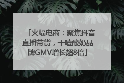 火蝠电商：聚焦抖音直播带货，干噎酸奶品牌GMV增长超8倍