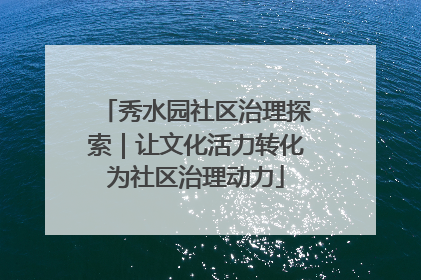 秀水园社区治理探索｜让文化活力转化为社区治理动力