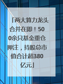 两大算力龙头合并在即！500余只基金重仓押注，持股总市值合计超380亿元