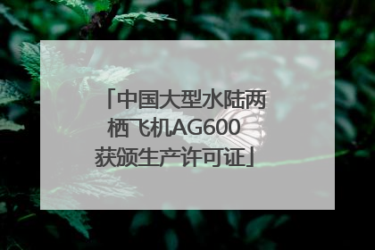中国大型水陆两栖飞机AG600获颁生产许可证