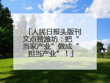 人民日报头版刊文点赞潍坊：把“当家产业”做成“担当产业”！