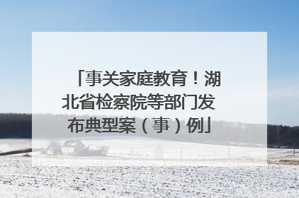 事关家庭教育！湖北省检察院等部门发布典型案（事）例