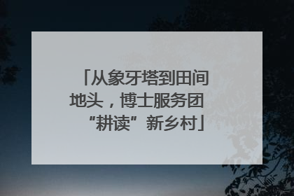 从象牙塔到田间地头，博士服务团“耕读”新乡村