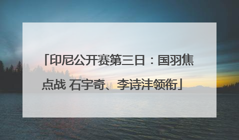 印尼公开赛第三日：国羽焦点战 石宇奇、李诗沣领衔