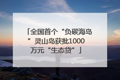 全国首个“负碳海岛”灵山岛获批1000万元“生态贷”