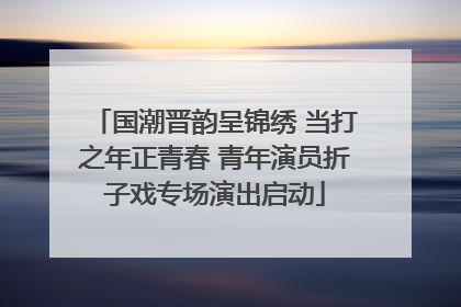 国潮晋韵呈锦绣 当打之年正青春 青年演员折子戏专场演出启动