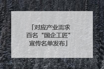 对应产业需求 百名“国企工匠”宣传名单发布