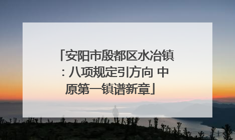 安阳市殷都区水冶镇：八项规定引方向 中原第一镇谱新章