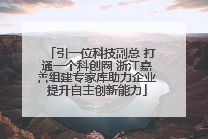 引一位科技副总 打通一个科创圈 浙江嘉善组建专家库助力企业提升自主创新能力