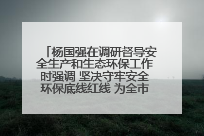 杨国强在调研督导安全生产和生态环保工作时强调 坚决守牢安全环保底线红线 为全市经济社会高质量发展提供坚强保障