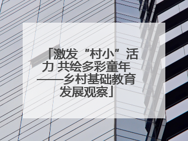 激发“村小”活力 共绘多彩童年——乡村基础教育发展观察