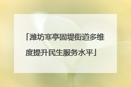 潍坊寒亭固堤街道多维度提升民生服务水平