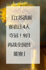 江苏选拔赛宿迁4人夺冠！9月再战全国技能赛
