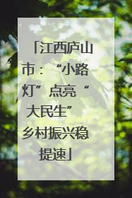 江西庐山市：“小路灯”点亮“大民生” 乡村振兴稳提速