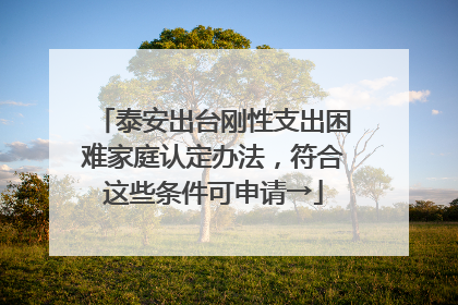 泰安出台刚性支出困难家庭认定办法，符合这些条件可申请→