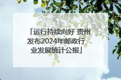 运行持续向好 贵州发布2024年邮政行业发展统计公报