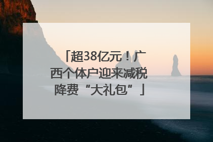 超38亿元！广西个体户迎来减税降费“大礼包”
