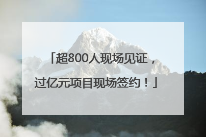 超800人现场见证，过亿元项目现场签约！