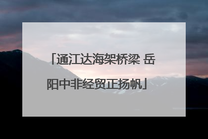 通江达海架桥梁 岳阳中非经贸正扬帆