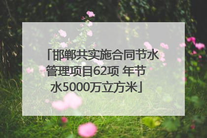 邯郸共实施合同节水管理项目62项 年节水5000万立方米