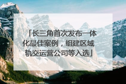 长三角首次发布一体化最佳案例，组建区域轨交运营公司等入选
